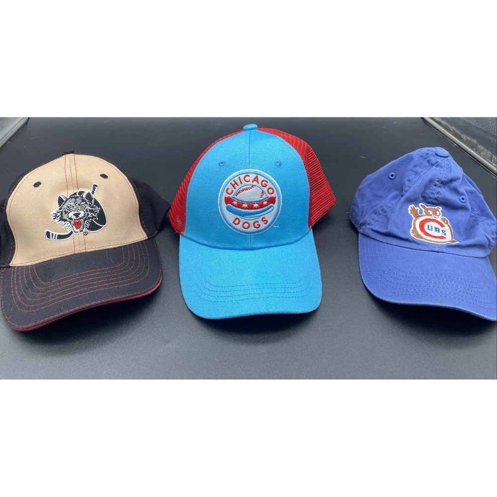 Baseball Cap Hat Lot Men's Chicago Cubs -Chicago Wolves‎ - Chicago Dogs